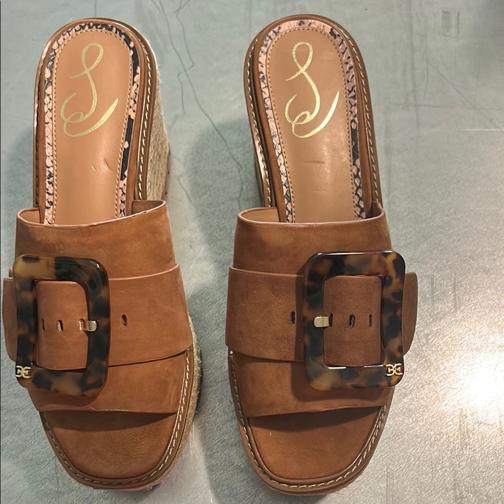 Women's Tan Buckle Slide Sandals - Jessica Simpson